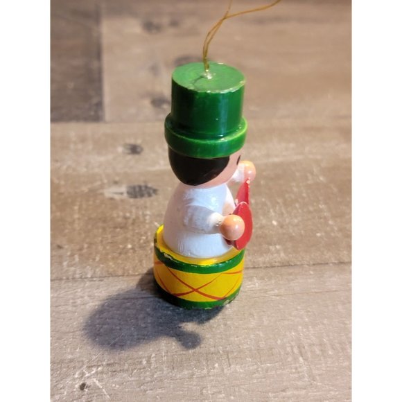 Vintage wooden green Boy drum Xmas ornament decor - Picture 2 of 5